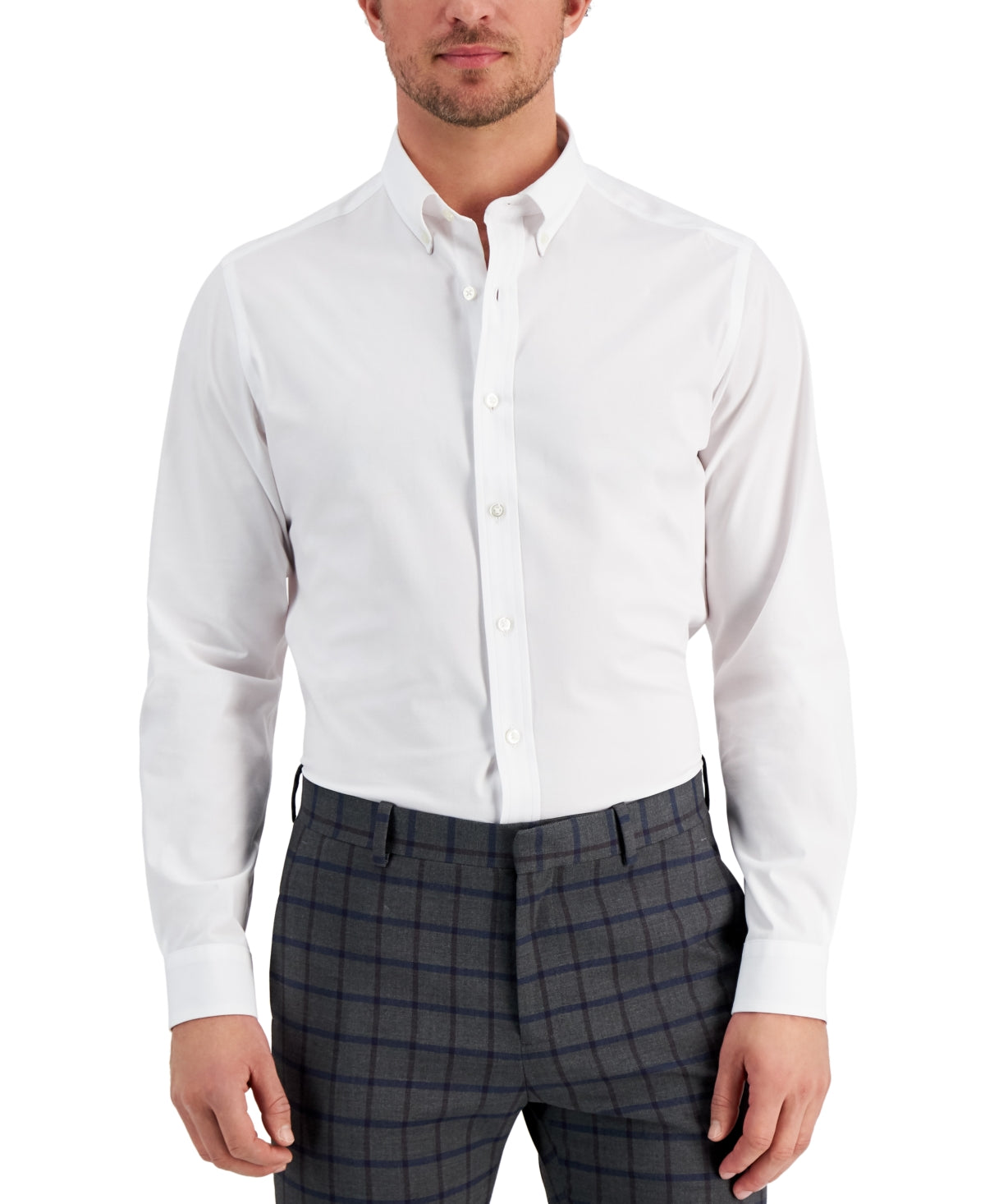 Club Room Mens White Poplin Dress Shirt Size Medium