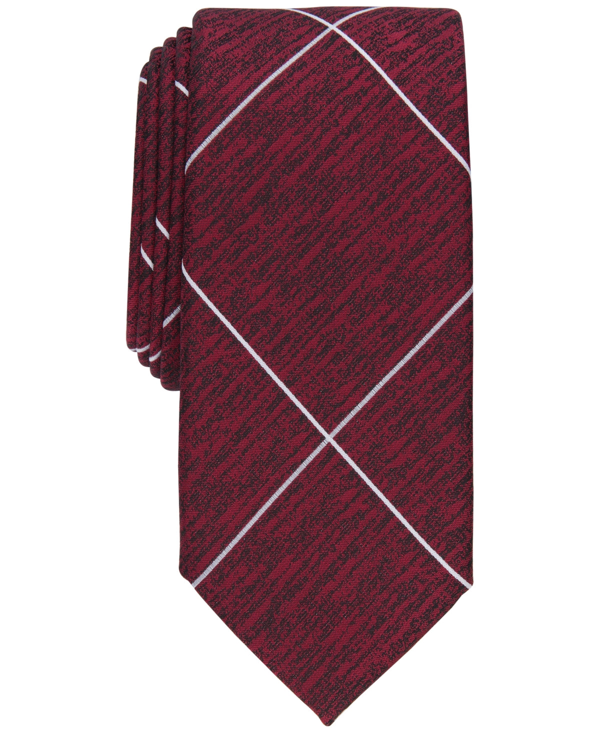 Alfani Mens Hector Necktie Windowpane Red Tie OS