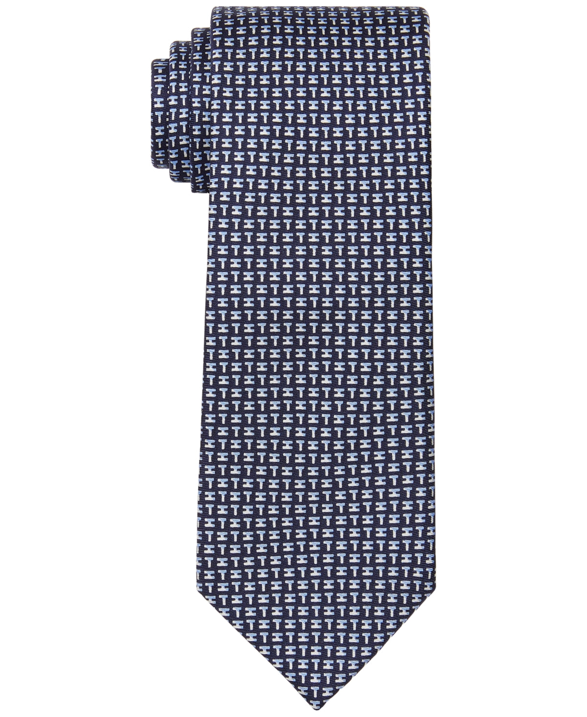 Tommy Hilfiger Men's Silk Signature Print Tie Blue Necktie