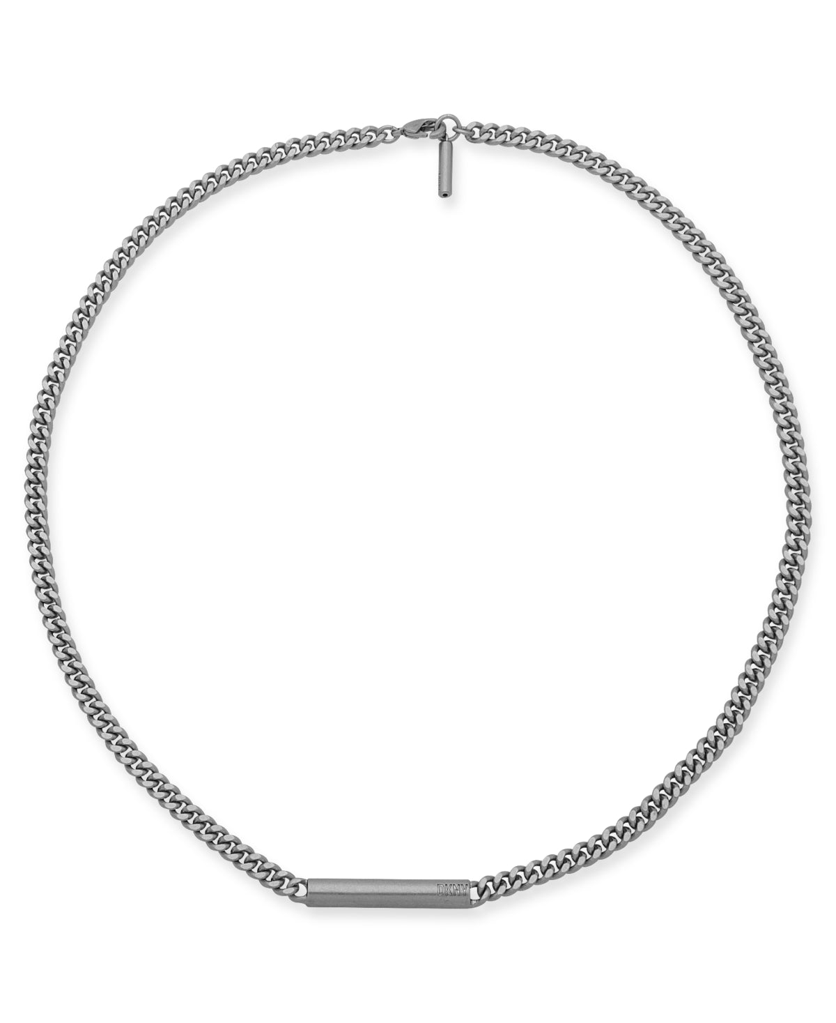 DKNY Men's Silver Tone Bar Frontal  Necklace