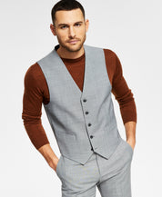 Tommy Hilfiger Mens Modern fit Button-Up Suit Vest Large Grey Solid Stretch