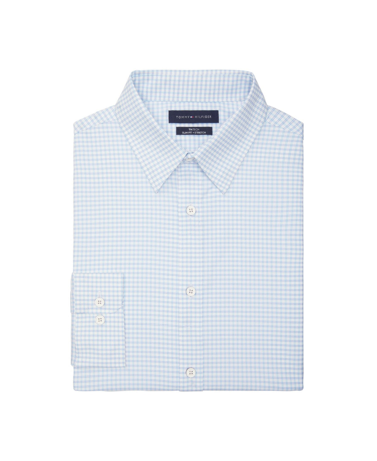Tommy Hilfiger Men's Notuck Slim Fit Stretch Dress Shirt  Clear Ocean  Blue Med