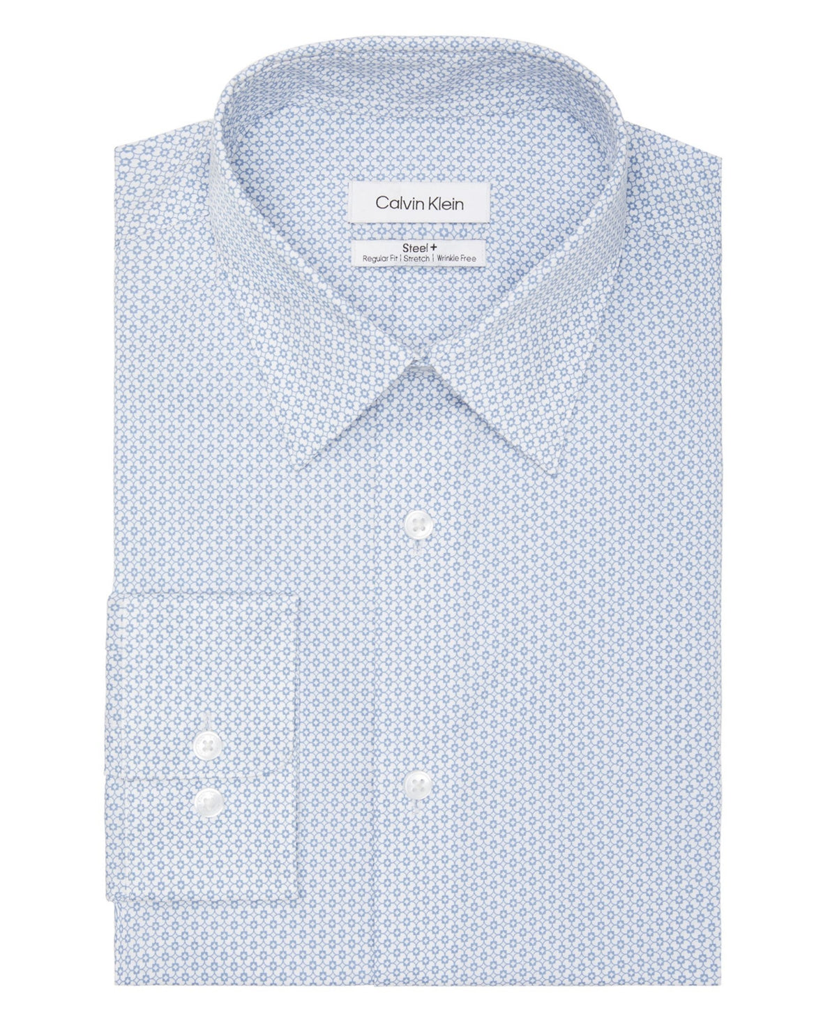 Calvin Klein Men's Steel and Regular Fit Stretch Dress Shirt Blue 16.5 32 33