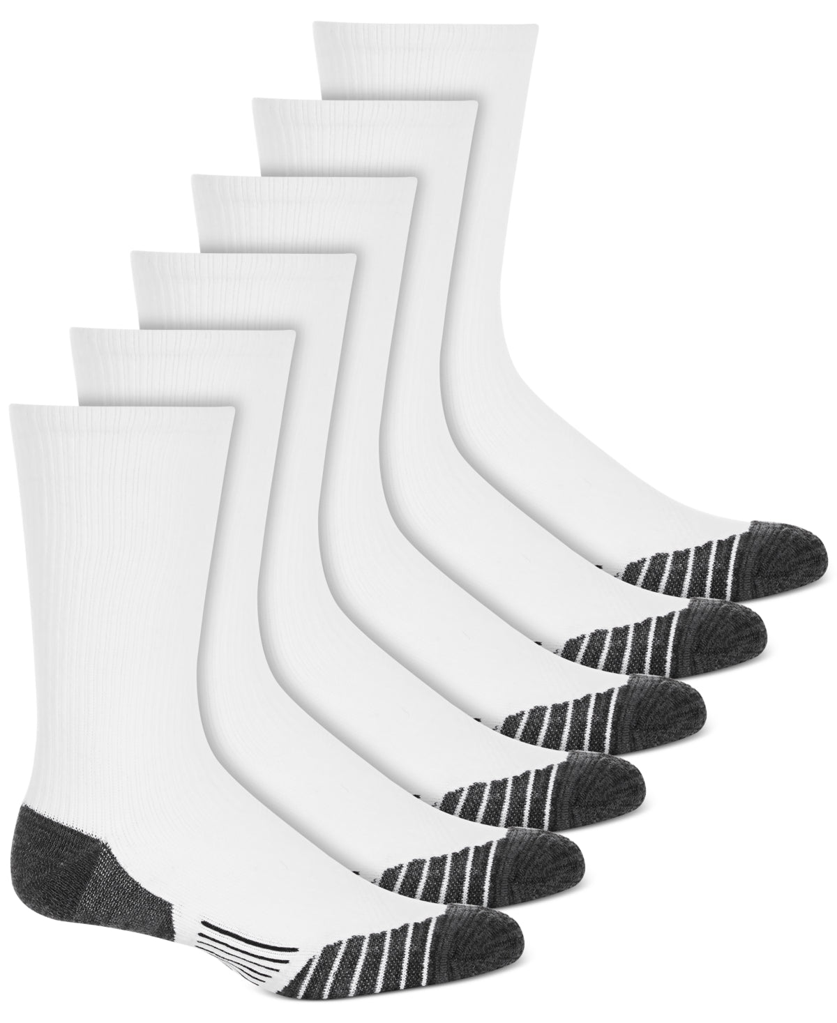ID Ideology Mens 6 Pk Rapidry Crew Socks White One Size