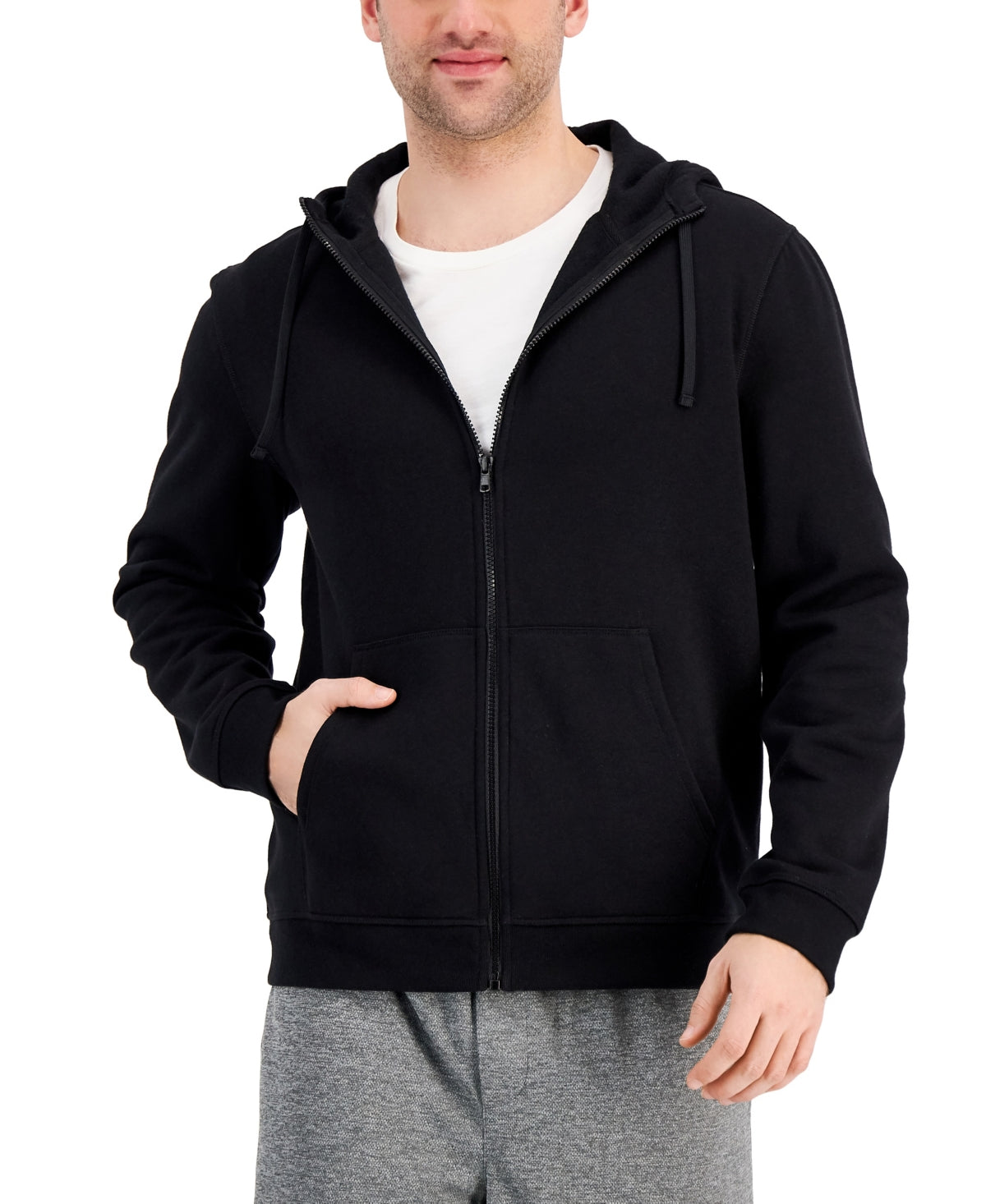 ID Ideology Men's Regular-Fit Full-Zip Sweatshirt Hoodie Black Large