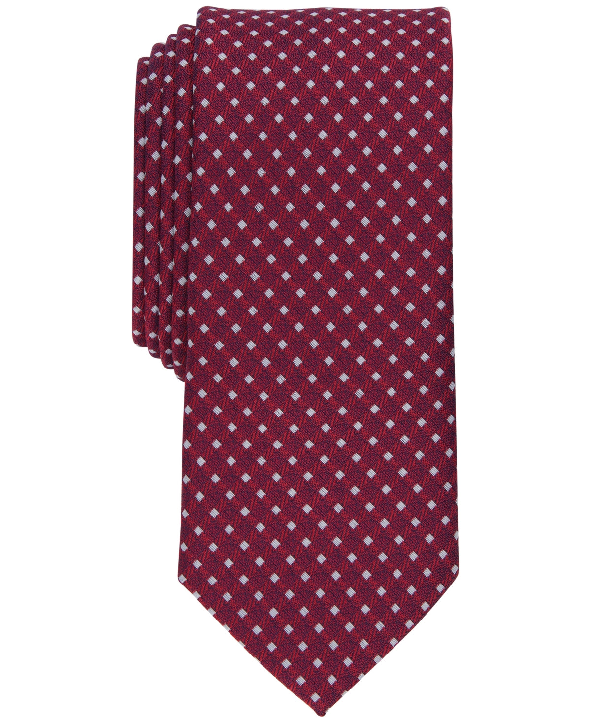 Bar Iii Men's Slim Duncan Check Tie Red Osfa Reg
