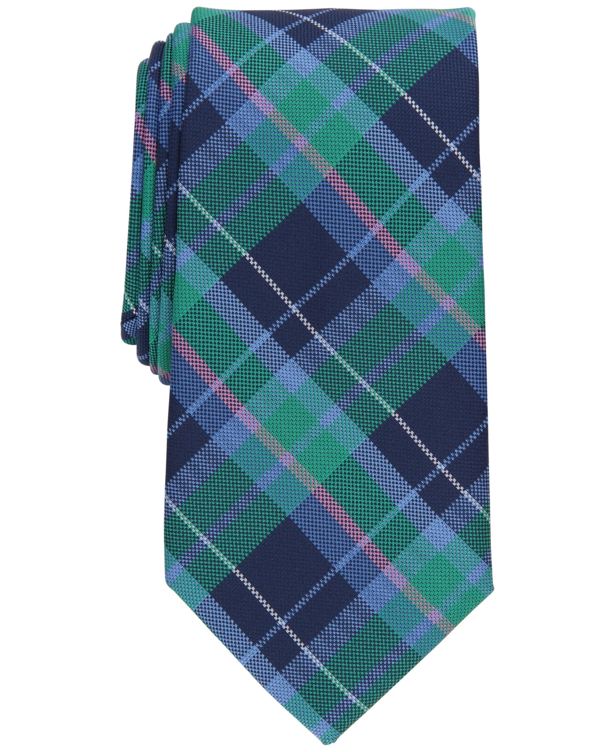 Club Room Men's Classic Plaid Tie Blue Green Necktie