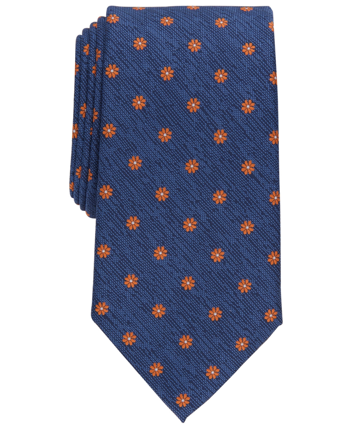 Club Room Men's Lampley Floral Tie Navy Blue Orange Necktie