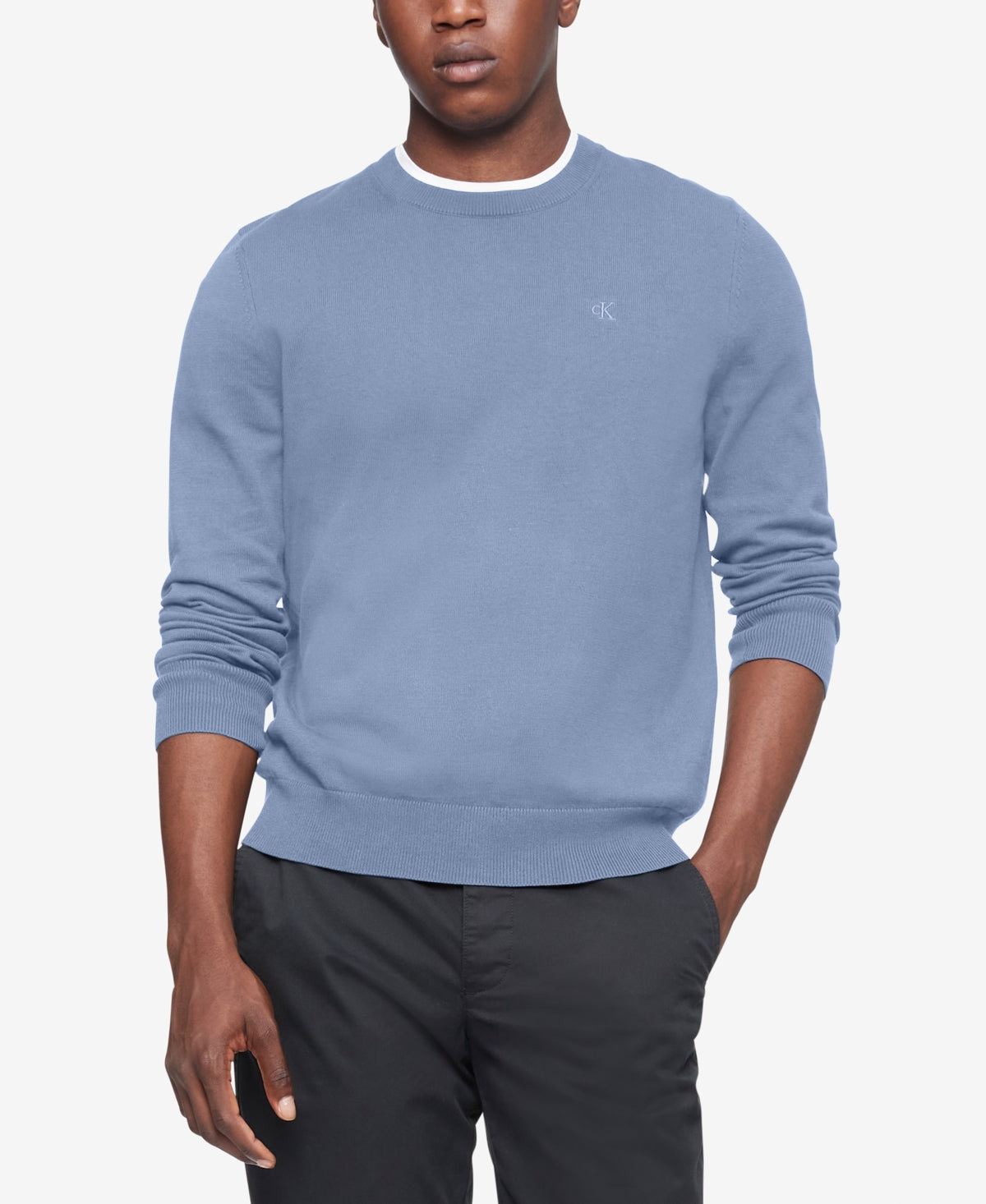 Calvin Klein Men's Logo Crewneck Sweater Bright blue  Medium