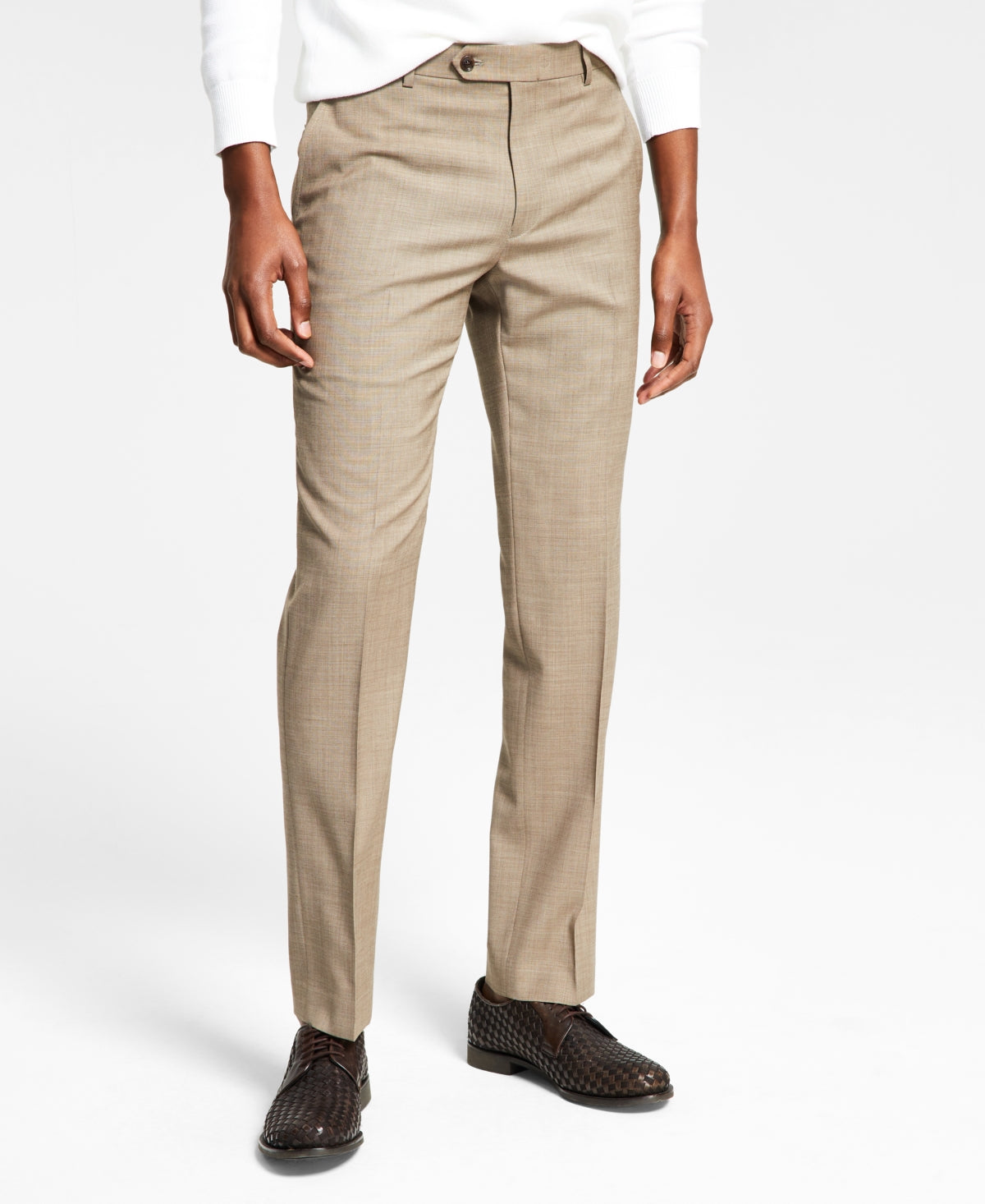 Tommy Hilfiger Mens Modern fit Wool Dress Pants 38 / 32 Tan Light Brown Solid