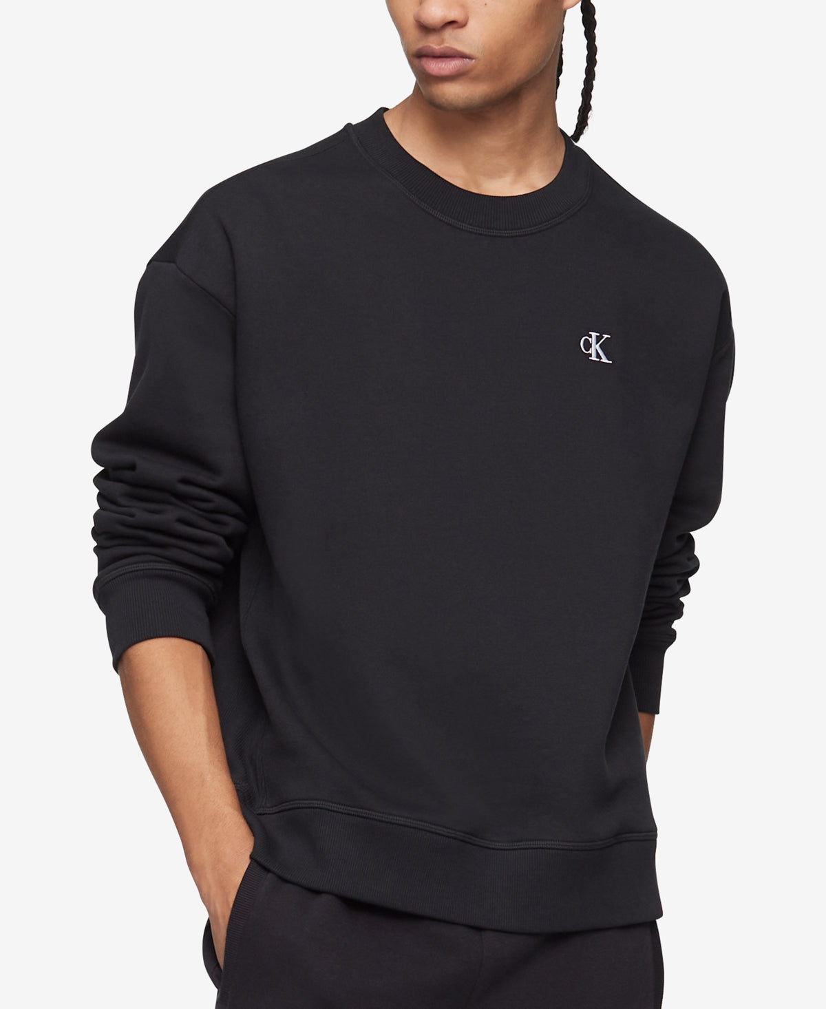 Calvin Klein Men's Relaxed Fit Archive Logo Fleece Sweatshirt Black Medium