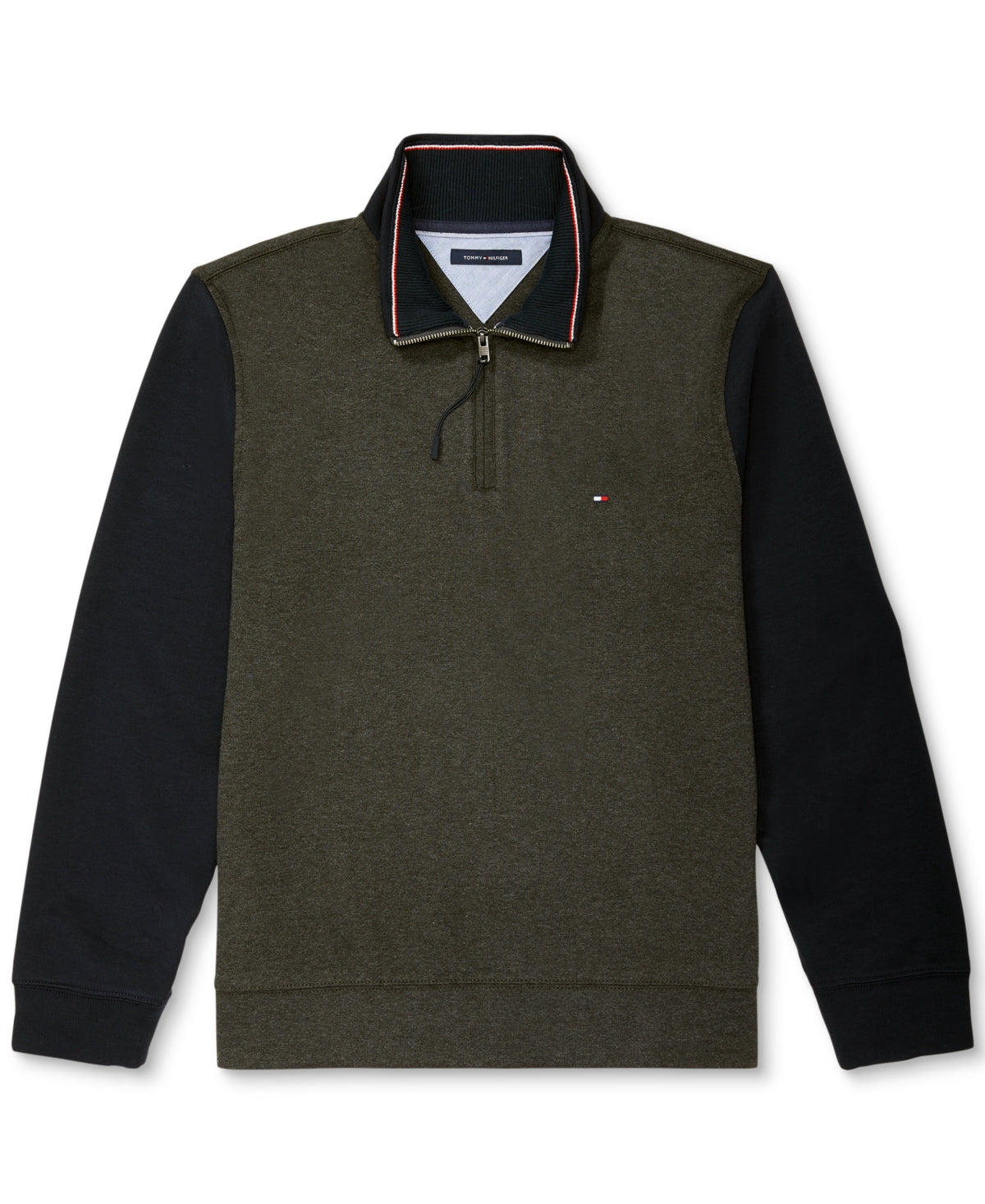 Tommy Hilfiger Mens Grey Mock Neck Half Zip Sweater Large