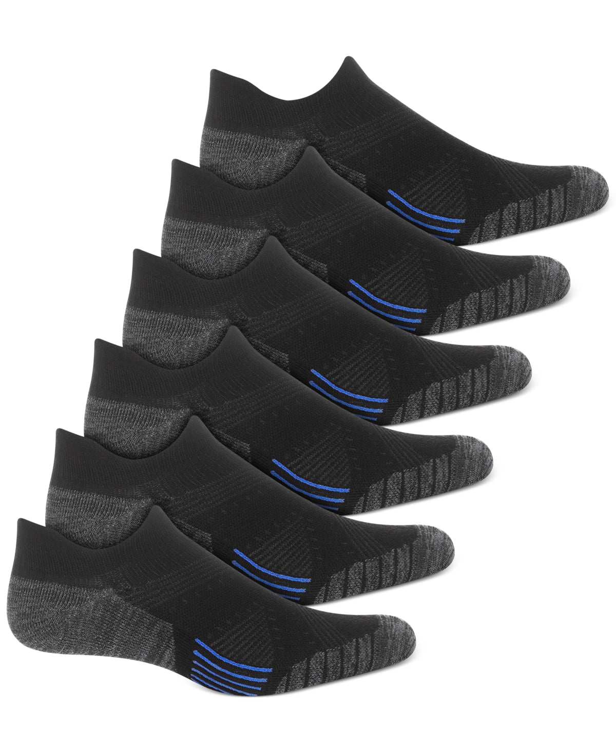 ID Ideology Mens 6 Pk  Rapidry No-Show Socks Black One Size