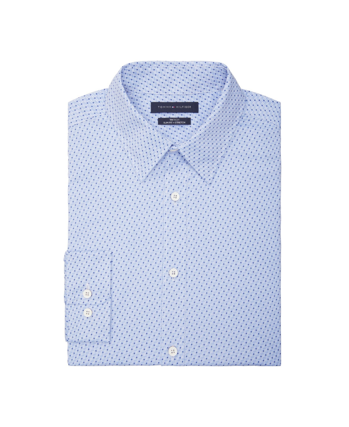 Tommy Hilfiger Men's Notuck Slim Fit Stretch Dress Shirt  Blue Medium