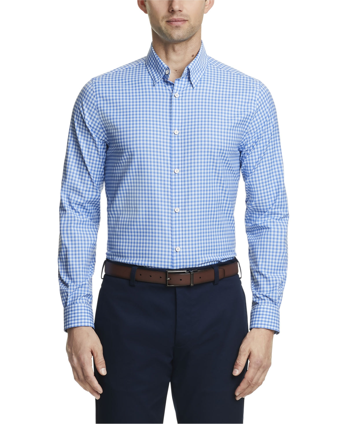 Tommy Hilfiger Men's No-Tuck Slim Fit Stretch Dress Shirt XXL Blue Lagoon