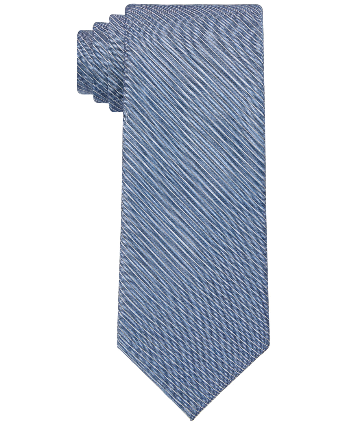Calvin Klein Mens Compact Stripe Necktie Denim Blue OS
