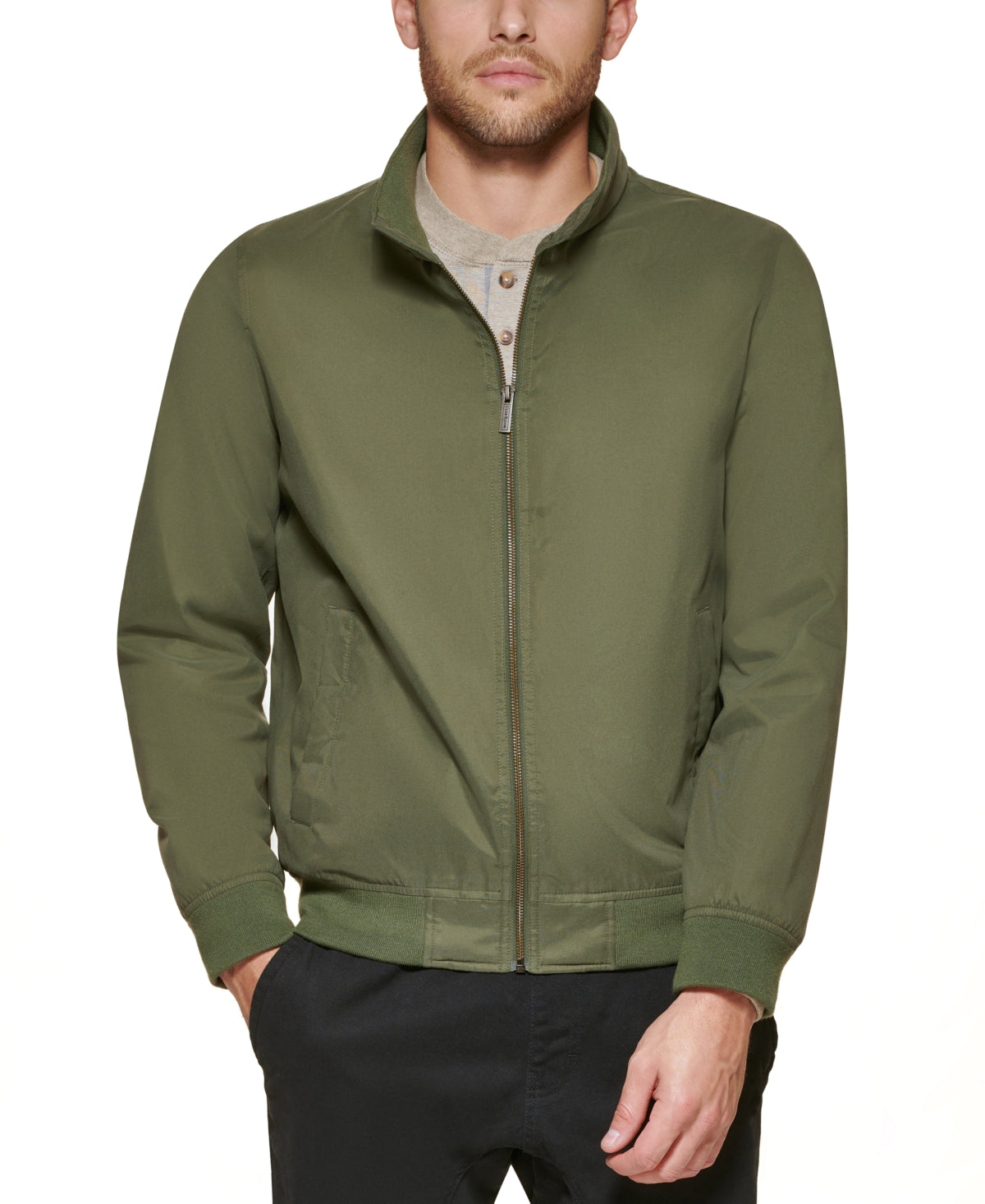 Club Room Men's Regular Fit Bomber Jacket Green Large