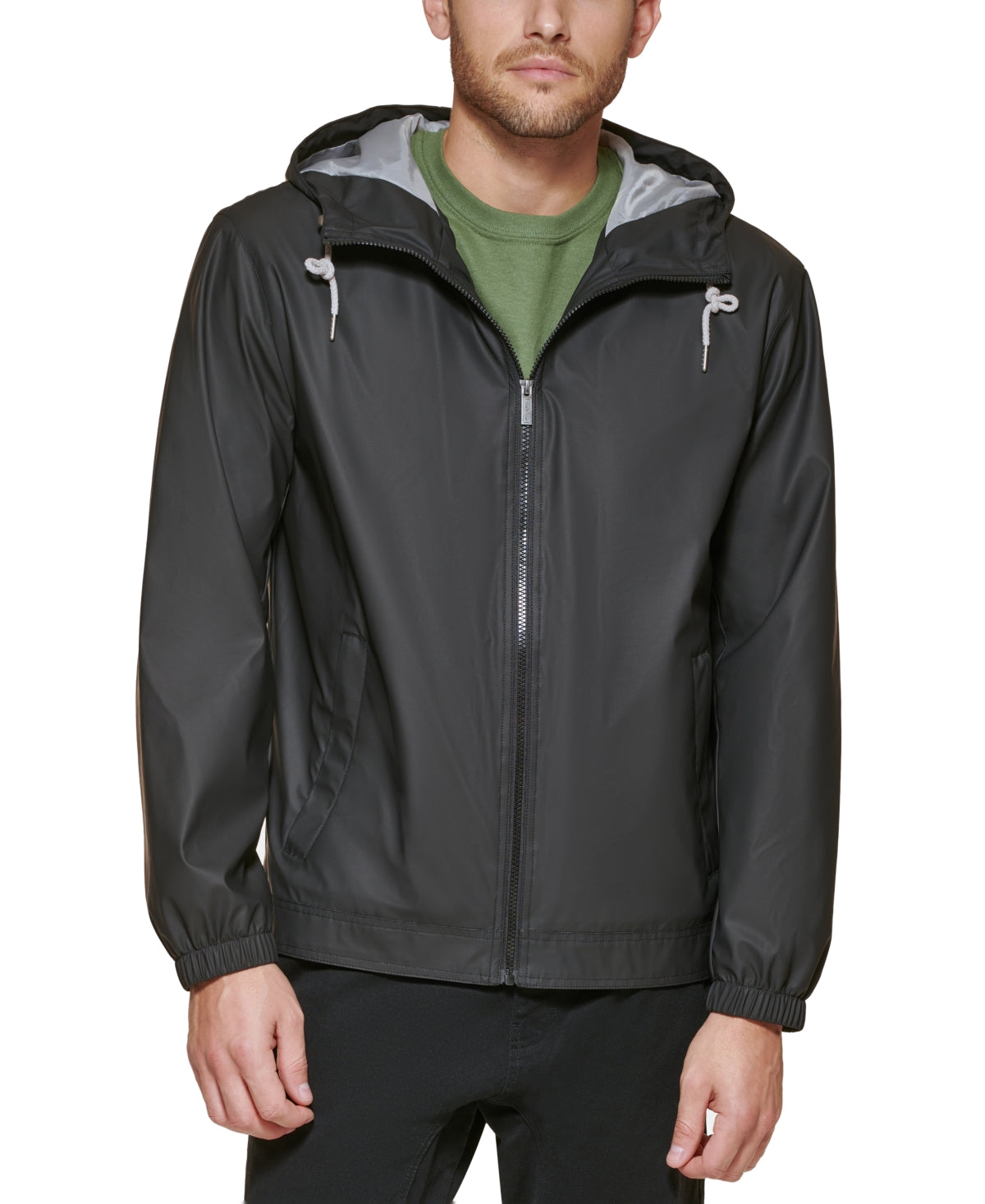 Club Room Mens Raincoat Coat Small Black Solid
