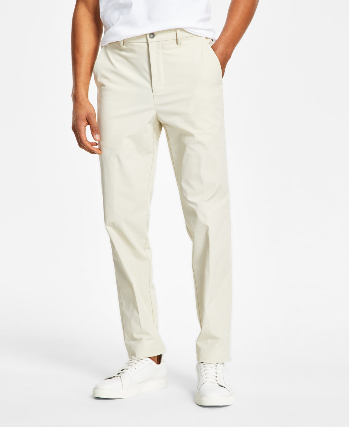 Calvin Klein Men's Slim Fit White Solid Dress Pants 33 x 34
