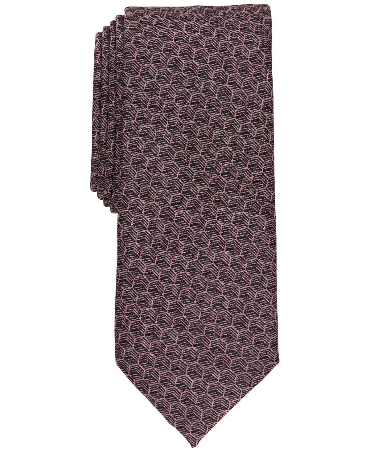 Alfani Men's Geo Print Necktie Rose Red