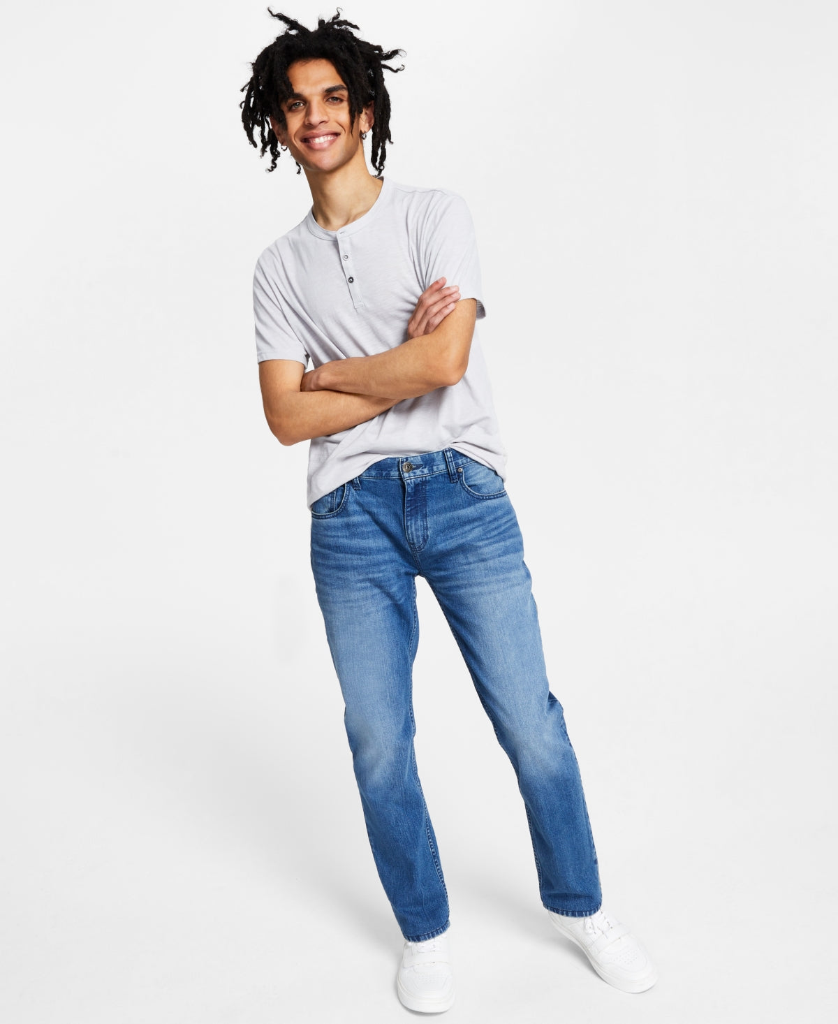 I.N.C. International Concepts Mens Slim Fit Wash Jeans Med Wash Blue 34 x 30