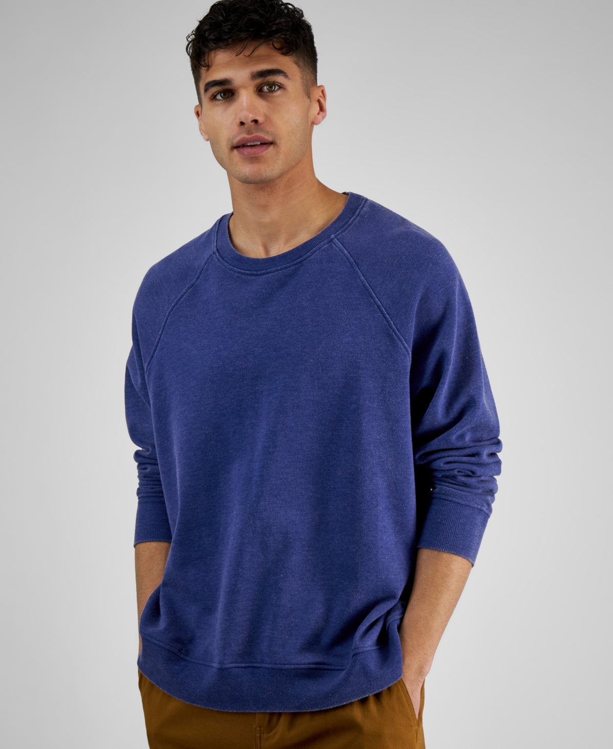 And Now This Men's Raglan Sweatshirt  Blue Depth Dark Blue Small