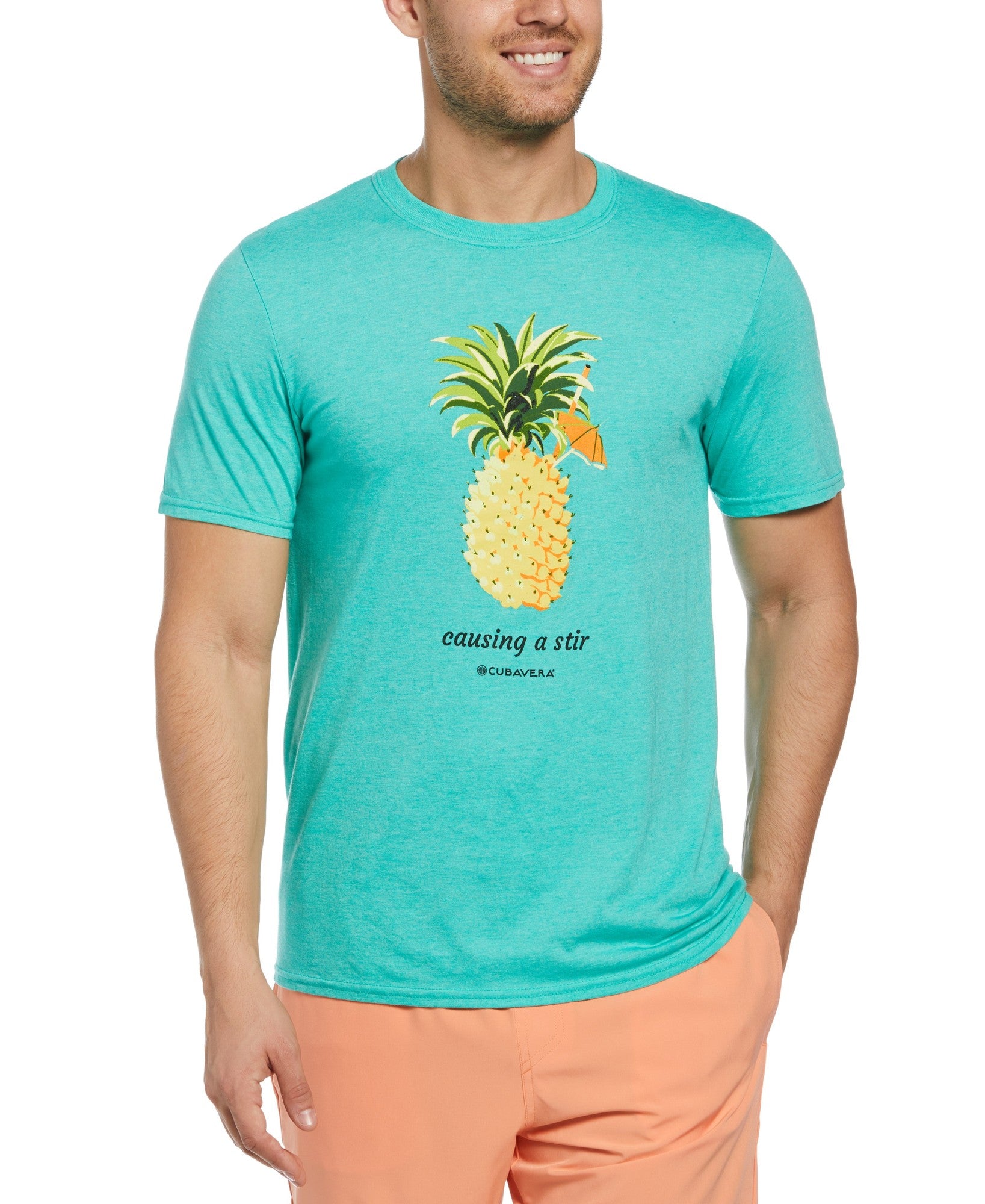 Cubavera Mens Pineapple Print T-Shirt Blue XL