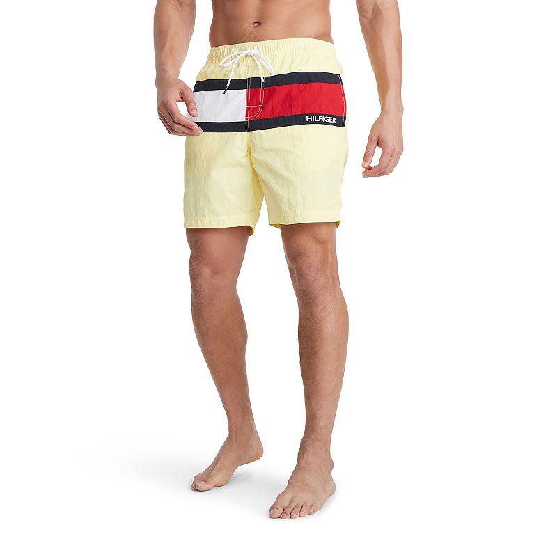 Tommy Hilfiger Mens Tommy Flag Swim Trunks Light Yellow XL
