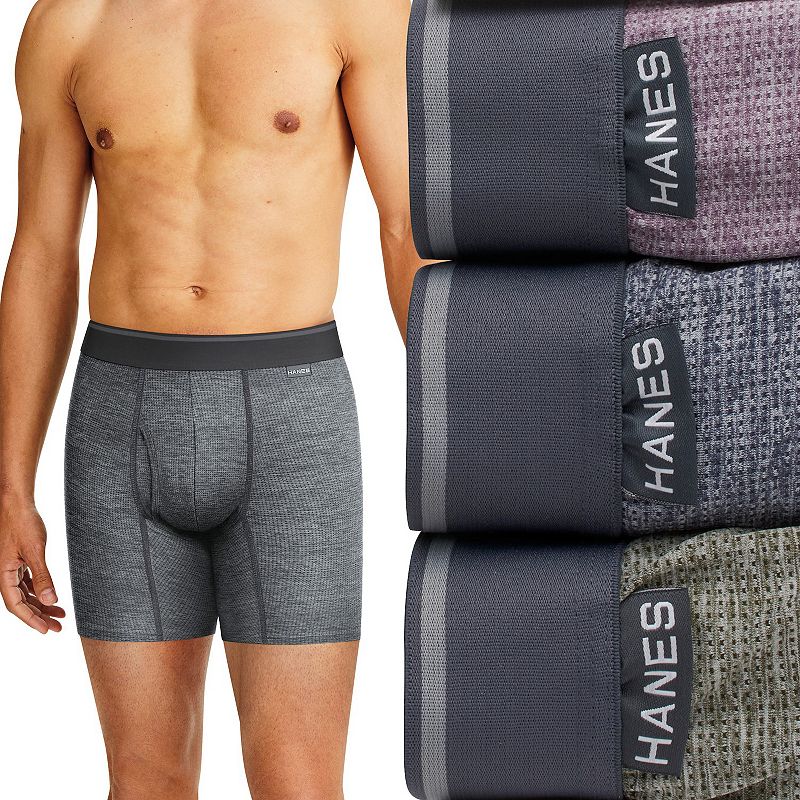 Hanes Men 3 Pack Regular fit Boxer Briefs Underwear Small Grey