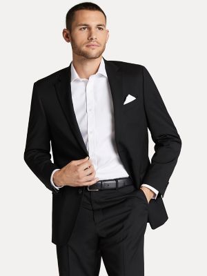 Tommy Hilfiger Mens Regular fit Suit Jacket Blazer 48 R Black Solid