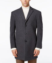 Calvin Klein Men's Prosper X-Fit Slim Overcoat Coat 42R Mid Grey Wool