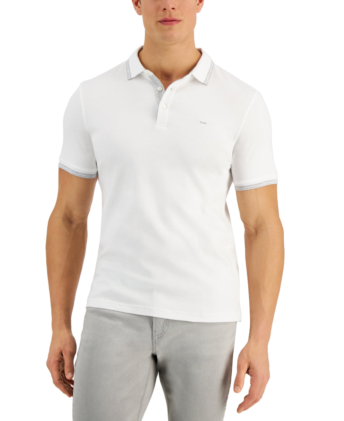 Michael Kors Mens Classic fit Short Sleeve Polo Shirt Large White