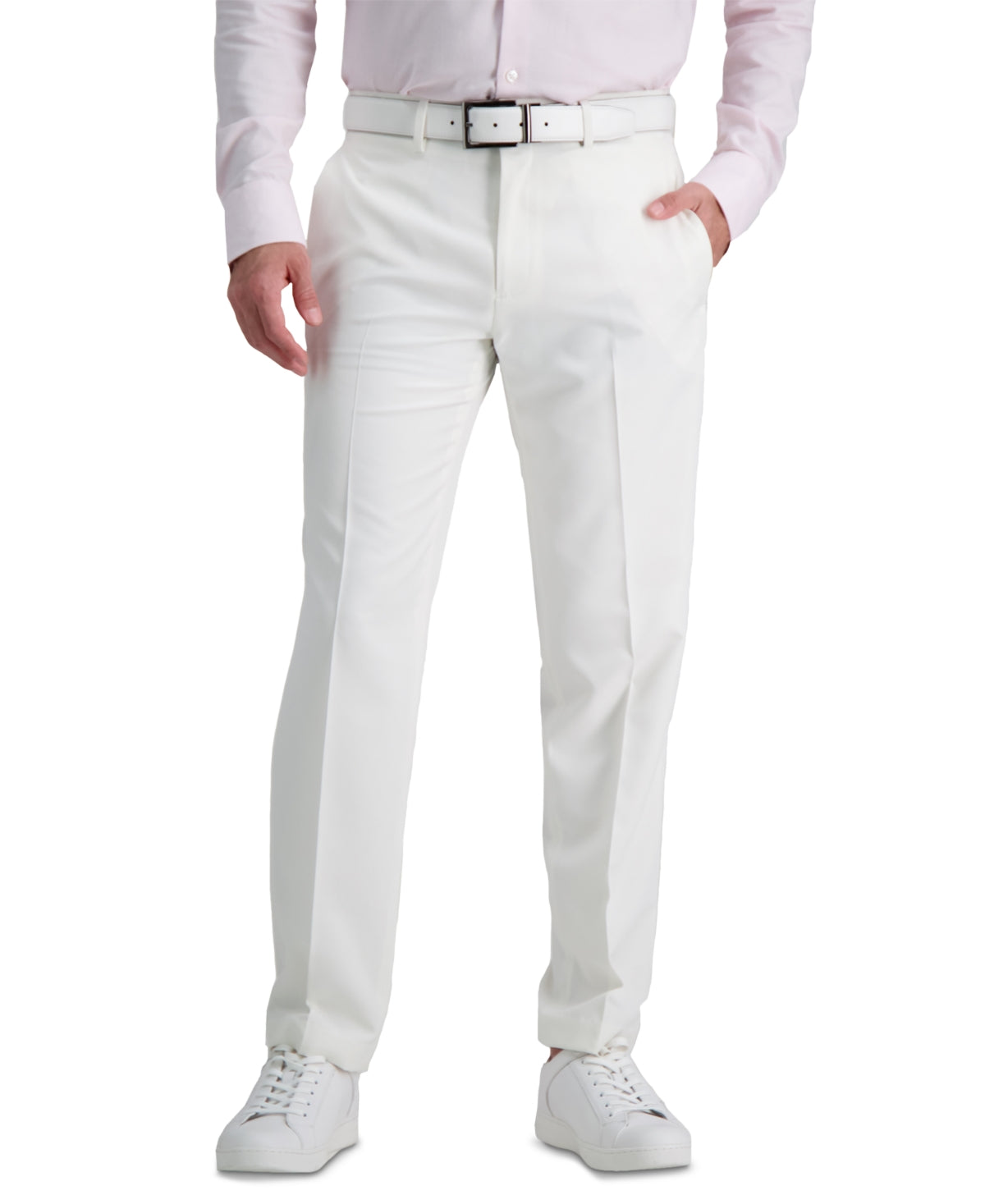 Kenneth Cole Mens Modern fit Dress Pants 34 / 29 White Check Stretch