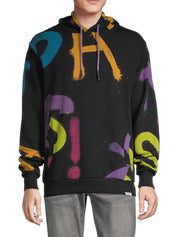 Eleven Paris Mens Regular Fit Grafitti Hooded Sweatshirt Black Large