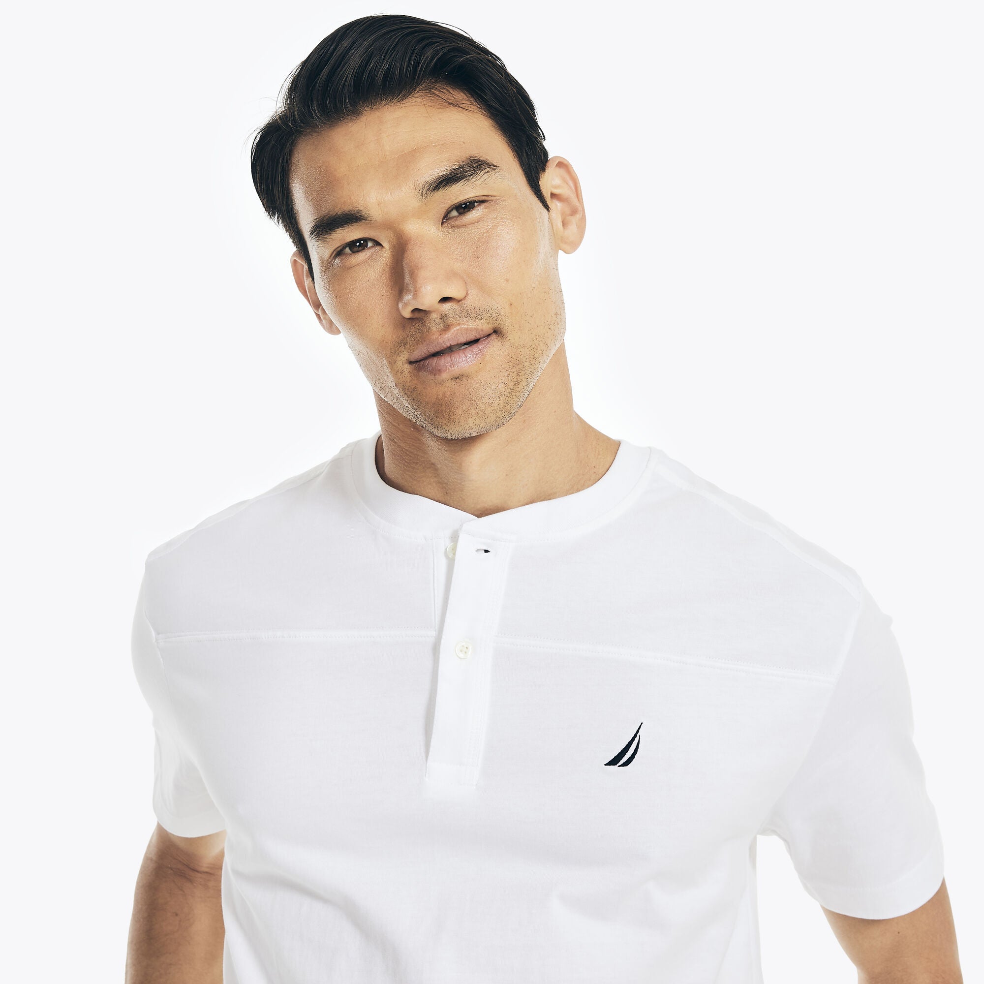 Nautica Mens Short Sleeve Henley T Shirt White Small