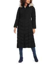 Calvin Klein Womens Hooded Faux-Fur-Trim Maxi Puffer Coat Medium Black
