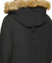 CALVIN KLEIN Men's Faux Fur Trim Parka Coat XXL Solid Black