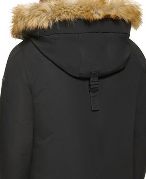 CALVIN KLEIN Men's Faux Fur Trim Parka Coat XXL Solid Black