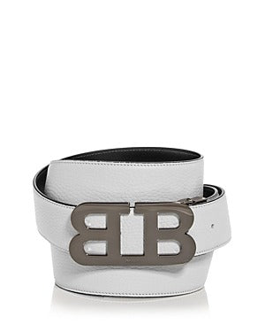 Bally Men's Logo Buckle Reversible Leather Belt - White Black - Size 120 44-46