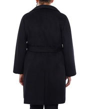 MICHAEL KORS Plus Size Asymmetric Belted Wrap Coat 1X Black Wool
