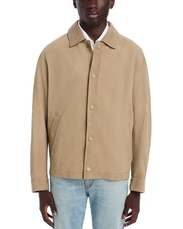 Hugo Boss Mens Modern fit Leather Jacket Coat 40 S Beige Solid