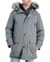 Michael Kors Men's Hooded Bib Snorkel Parka Coat Medium Grey