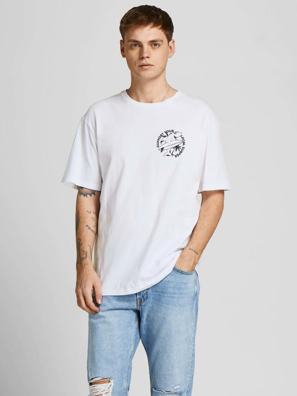 Jack & Jones Mens White Paradise T shirt White  Small