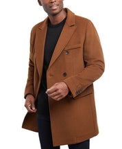Michael Kors Men's Lunel Wool Blend Double-Breasted Overcoat Coat 36S Brown