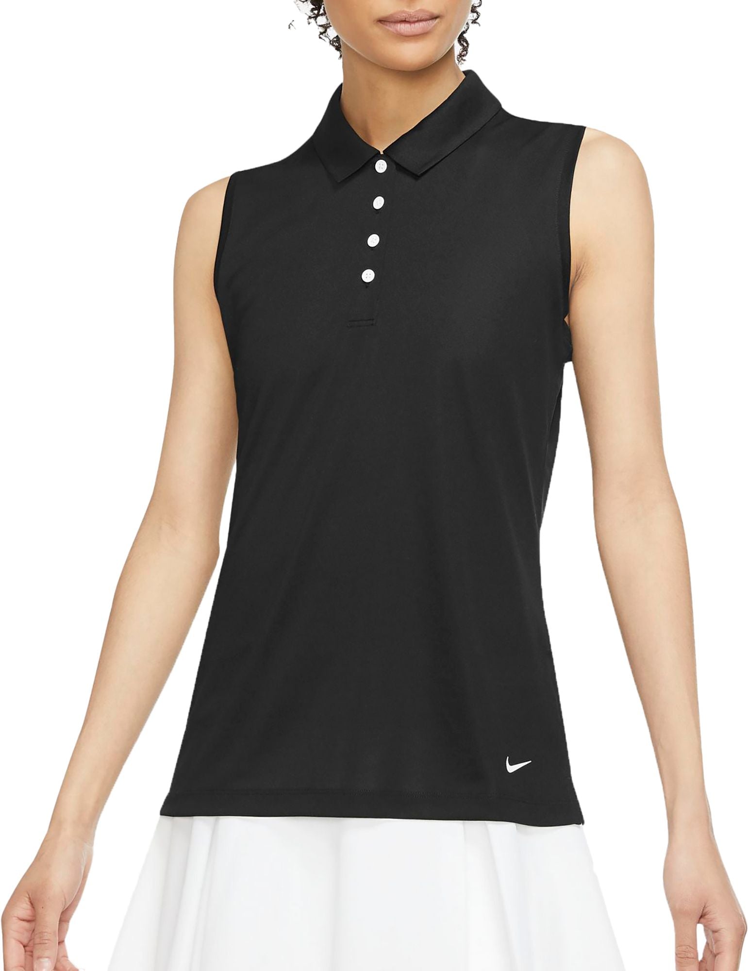 Nike Women Regular fit Sleeveless Polo Shirt Medium Black Solid