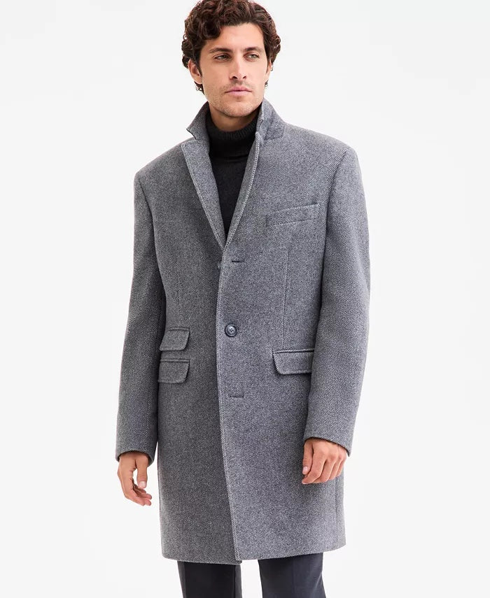 Ted Baker Ted by Men's Classic-Fit Twill Wool-Blend Overcoat Coat 48 R Grey