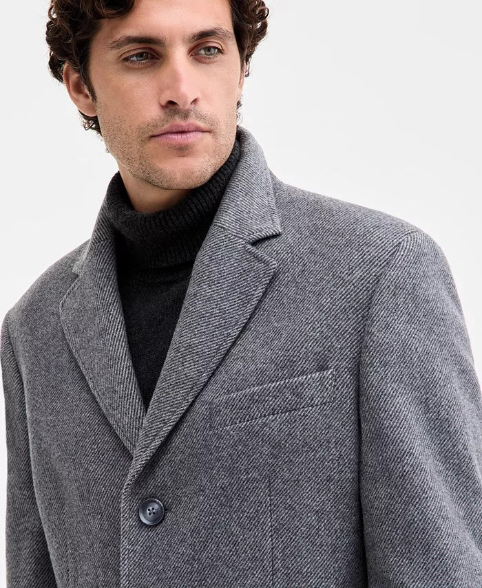 Ted Baker Ted by Men's Classic-Fit Twill Wool-Blend Overcoat Coat 48 R Grey
