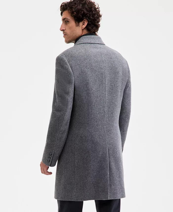 Ted Baker Ted by Men's Classic-Fit Twill Wool-Blend Overcoat Coat 48 R Grey