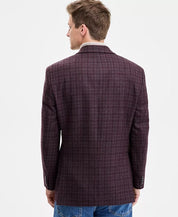 Tommy Hilfiger Mens Modern fit Sport Coat Blazer 42 L Burgundy Red Plaid Stretch