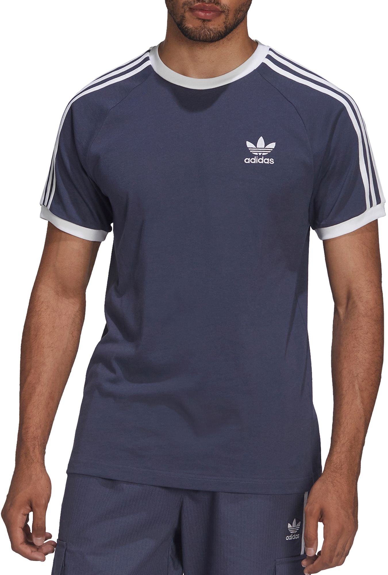 Adidas Mens Originals 3 Stripes Short Sleeve T Shirt Shadow Navy 2XL